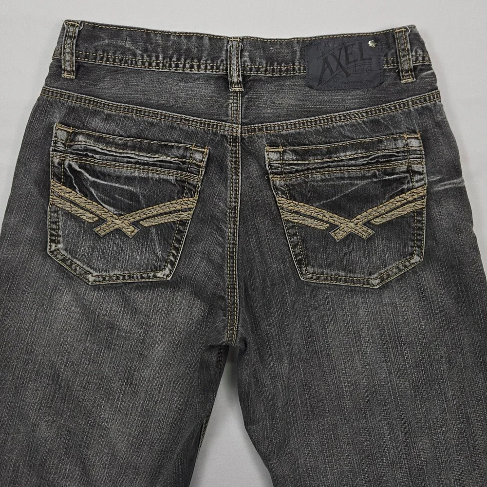 T.K. Axel Black Rock Relaxed Straight Jeans Mens 30x30 Gray Denim